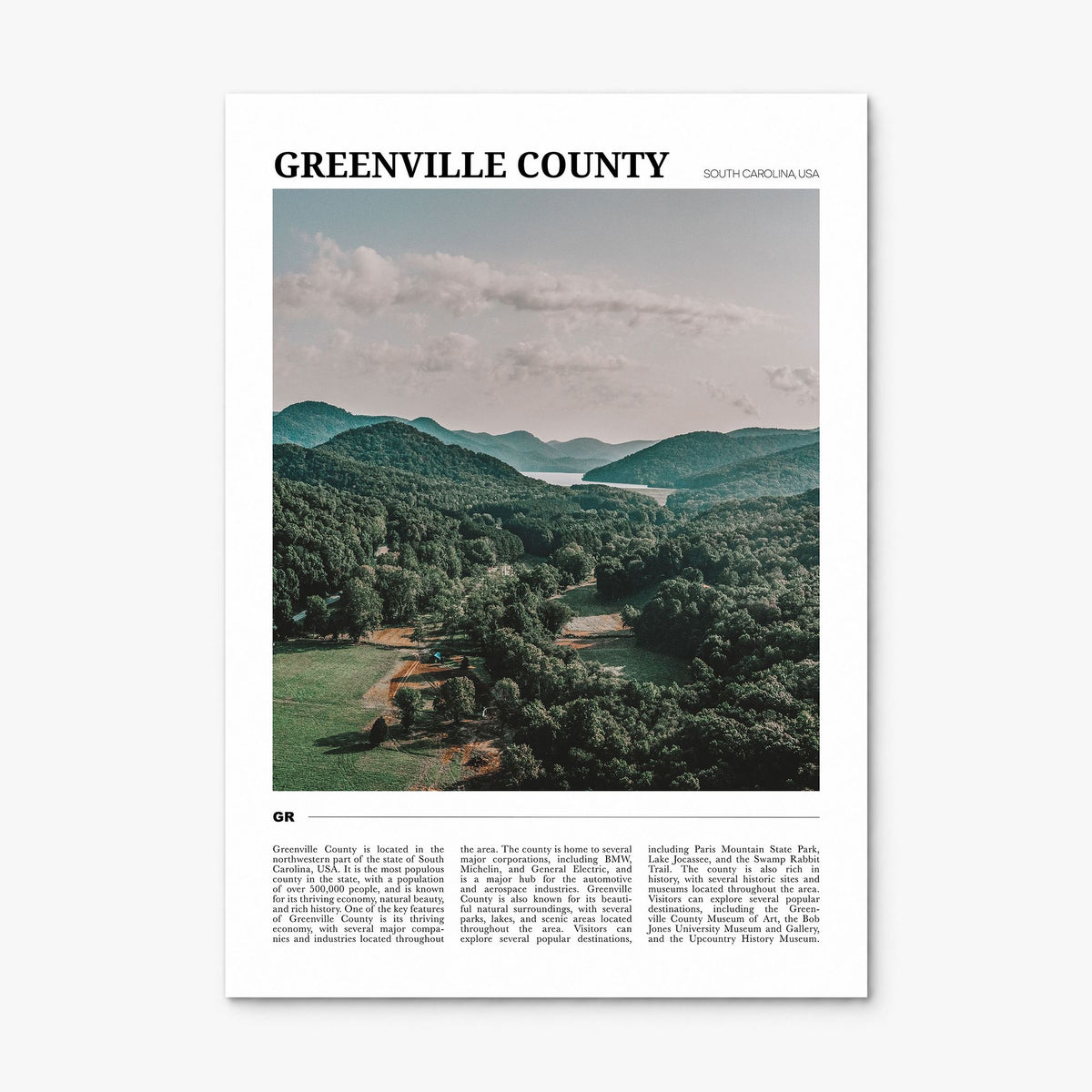 Greenville County Travel Poster, print only (unframed)