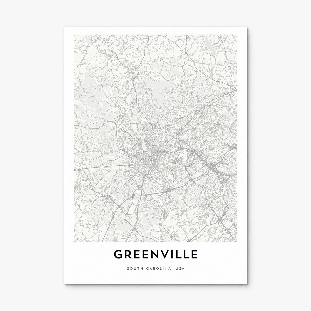 Greenville, South Carolina Map Poster, print only (unframed)