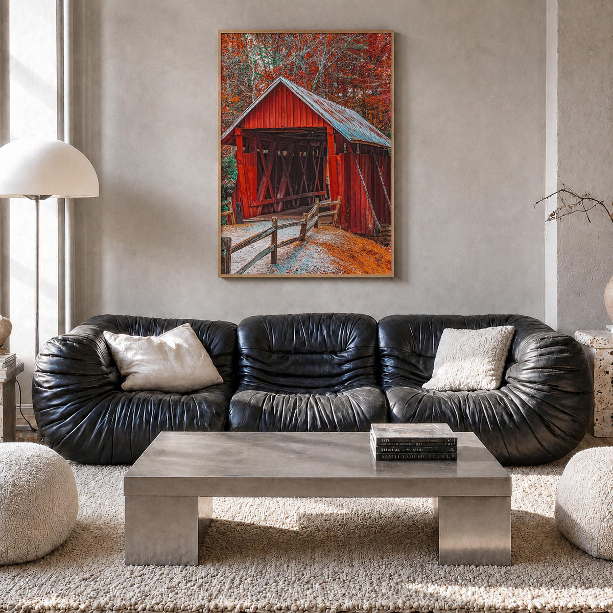Greenville no. 2 colorful photo poster of South Carolina, USA – vertical wall art in natural wood frame, hanging on wall