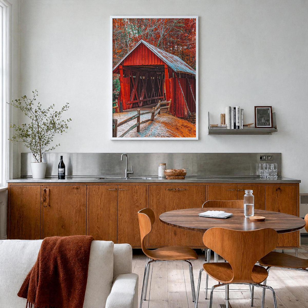 Greenville no. 2 colorful photo poster of South Carolina, USA – vertical wall art in white wood frame, hanging on wall