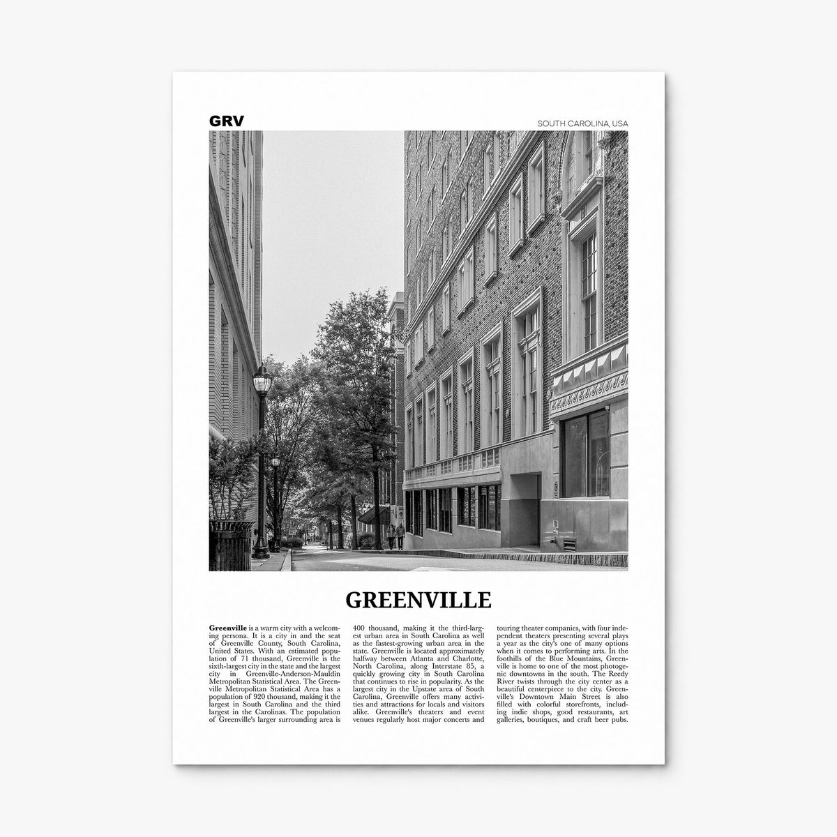 Greenville, South Carolina Newspaper No 2 Poster, print only (unframed)
