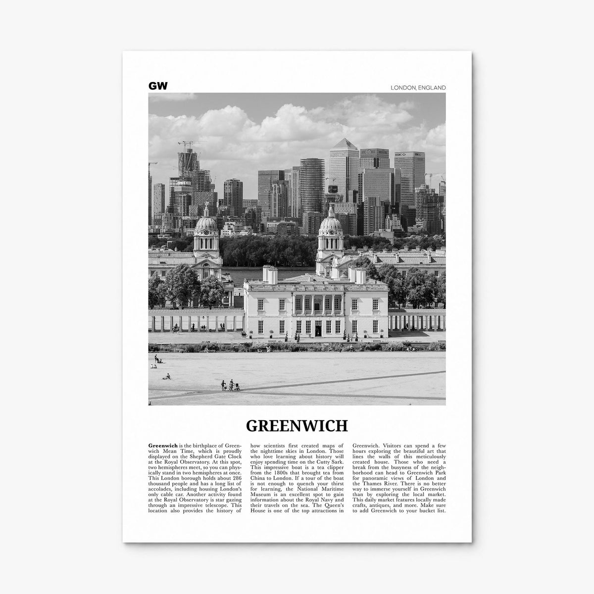 Greenwich, London Newspaper Poster, print only (unframed)