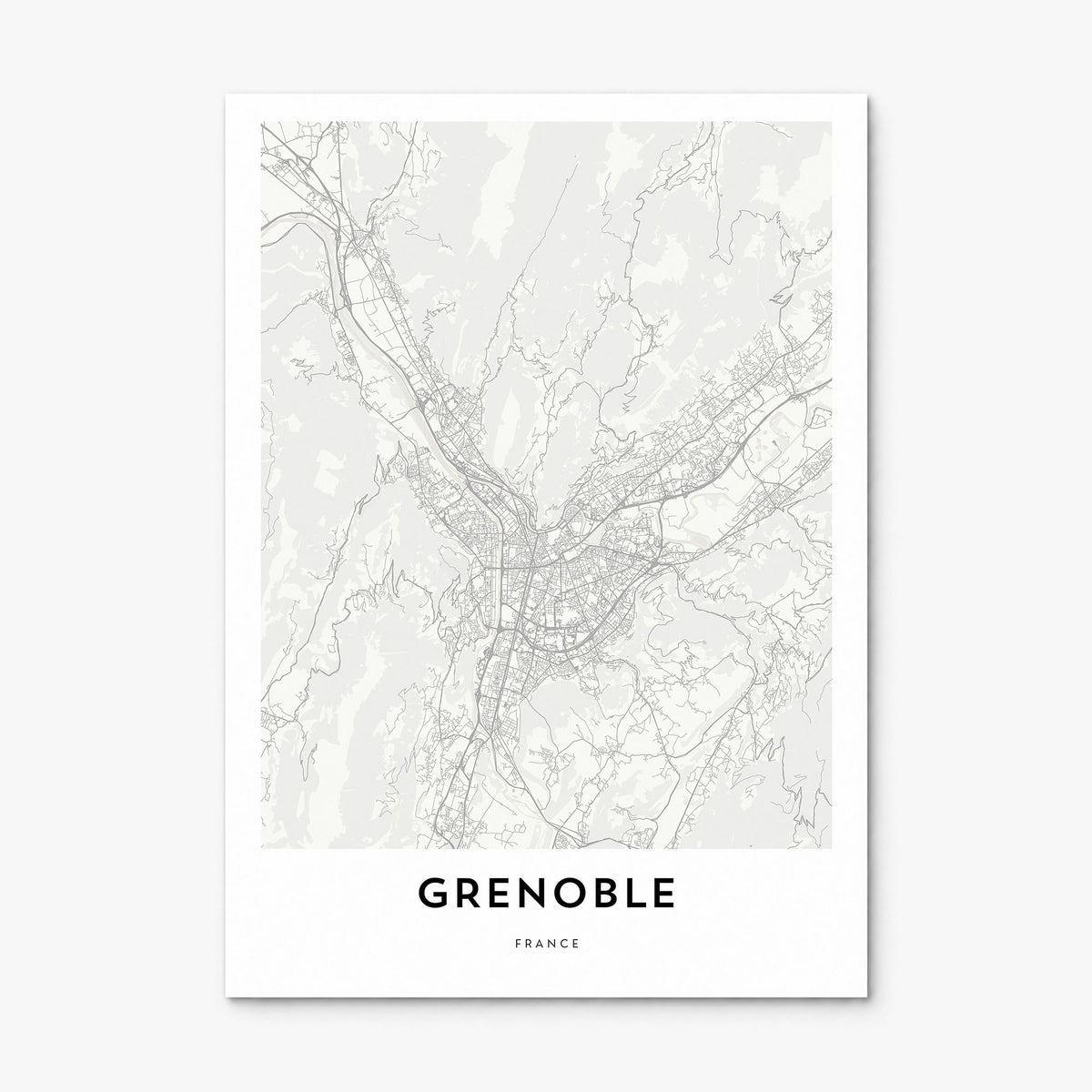 Grenoble Map Poster, print only (unframed)