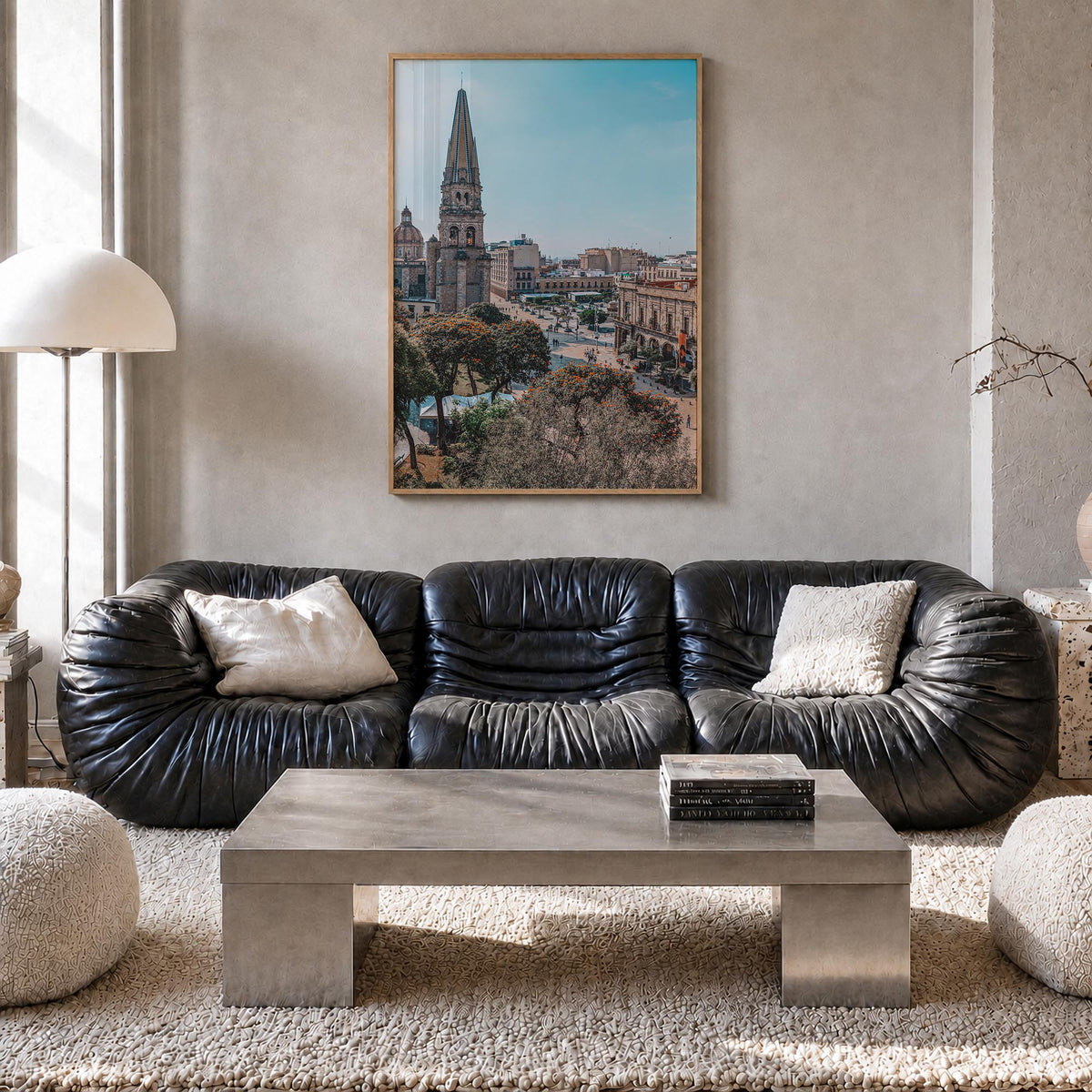 Guadalajara colorful photo poster of Mexico – vertical wall art in natural wood frame, hanging on wall
