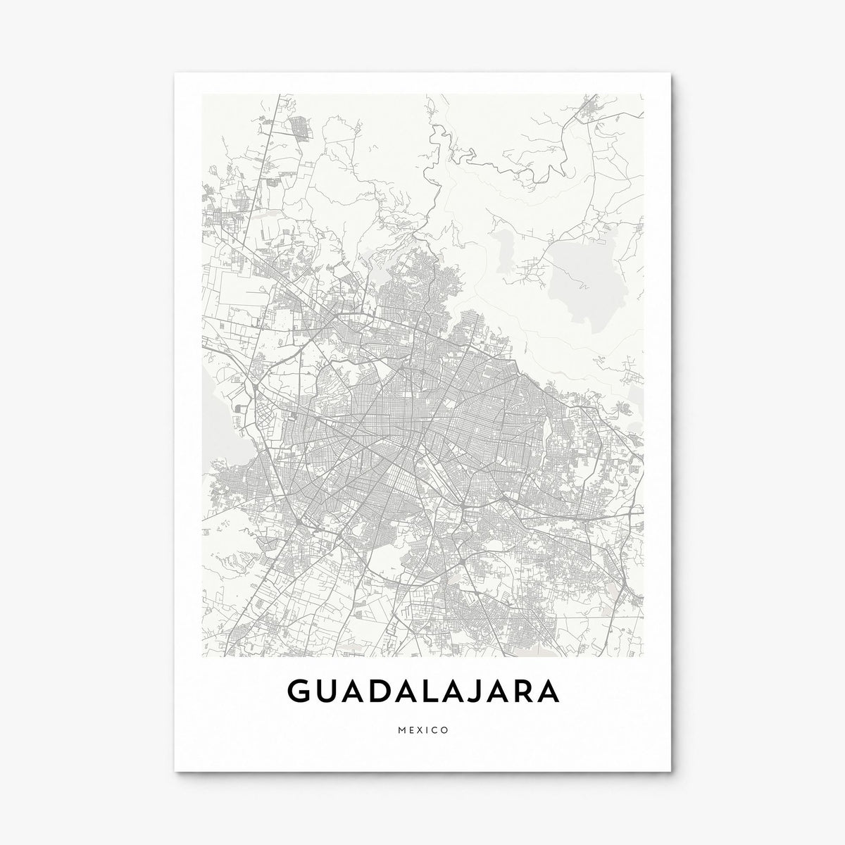 Guadalajara Map Poster, print only (unframed)