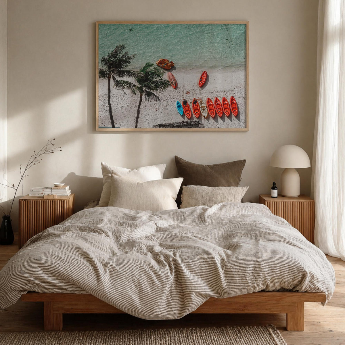 Guam colorful photo poster of Oceania – horizontal wall art in natural wood frame, hanging on wall