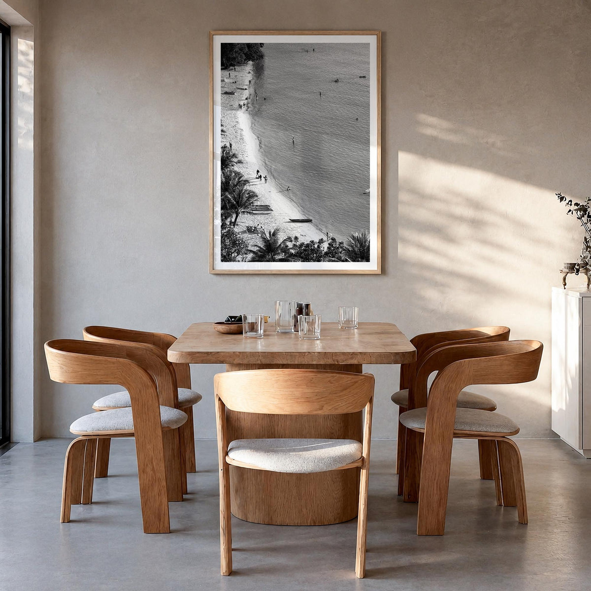 Guam no. 1 black & white photo poster of Oceania – vertical wall art in natural wood frame with white border, hanging on wall