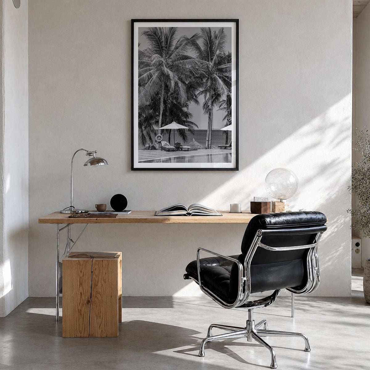Guam no. 2 black & white photo poster of Oceania – vertical wall art in black wood frame with white border, hanging on wall