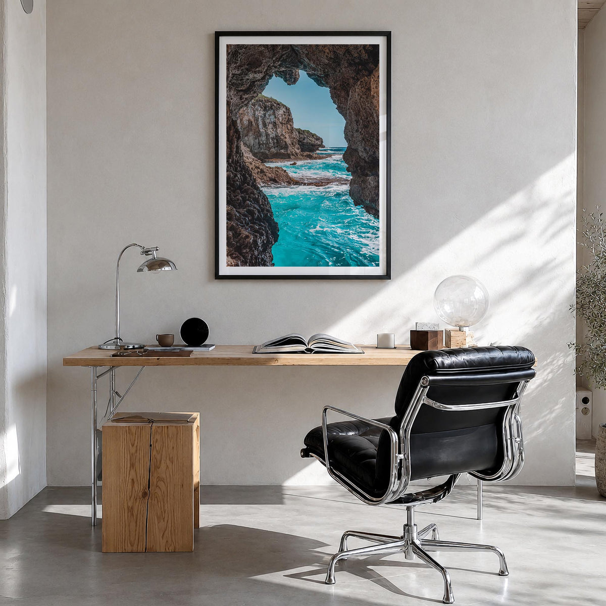 Guam no. 2 colorful photo poster of Oceania – vertical wall art in black wood frame with white border, hanging on wall
