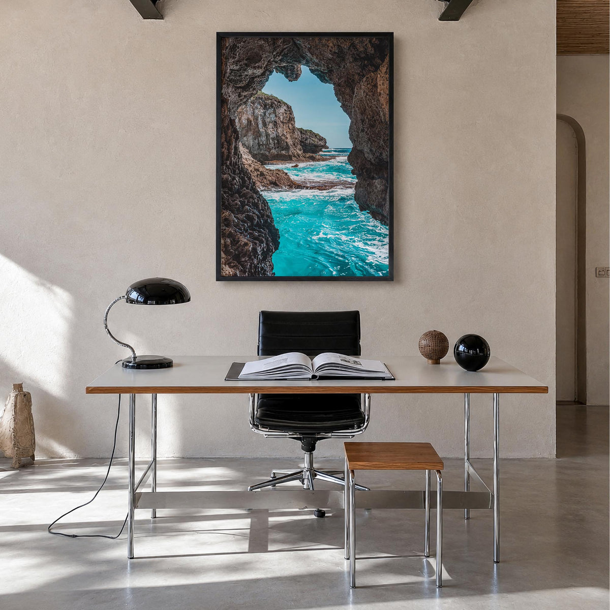 Guam no. 2 colorful photo poster of Oceania – vertical wall art in black wood frame, hanging on wall