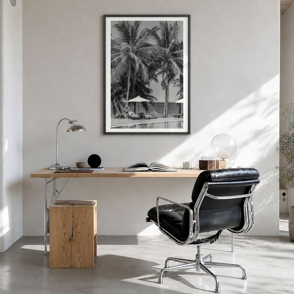 Guam Photo No 2 Poster in a black wood frame, hanging in a bright home office, white border
