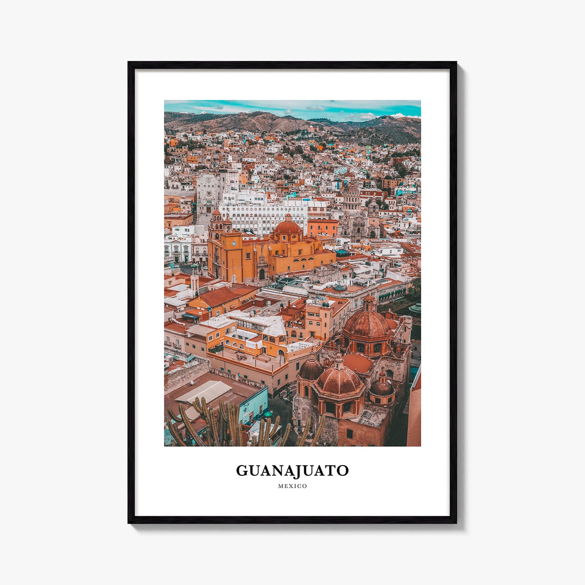 Guanajuato City no. 2 colorful classic poster of Mexico – vertical wall art, unframed print shown in interior mockup