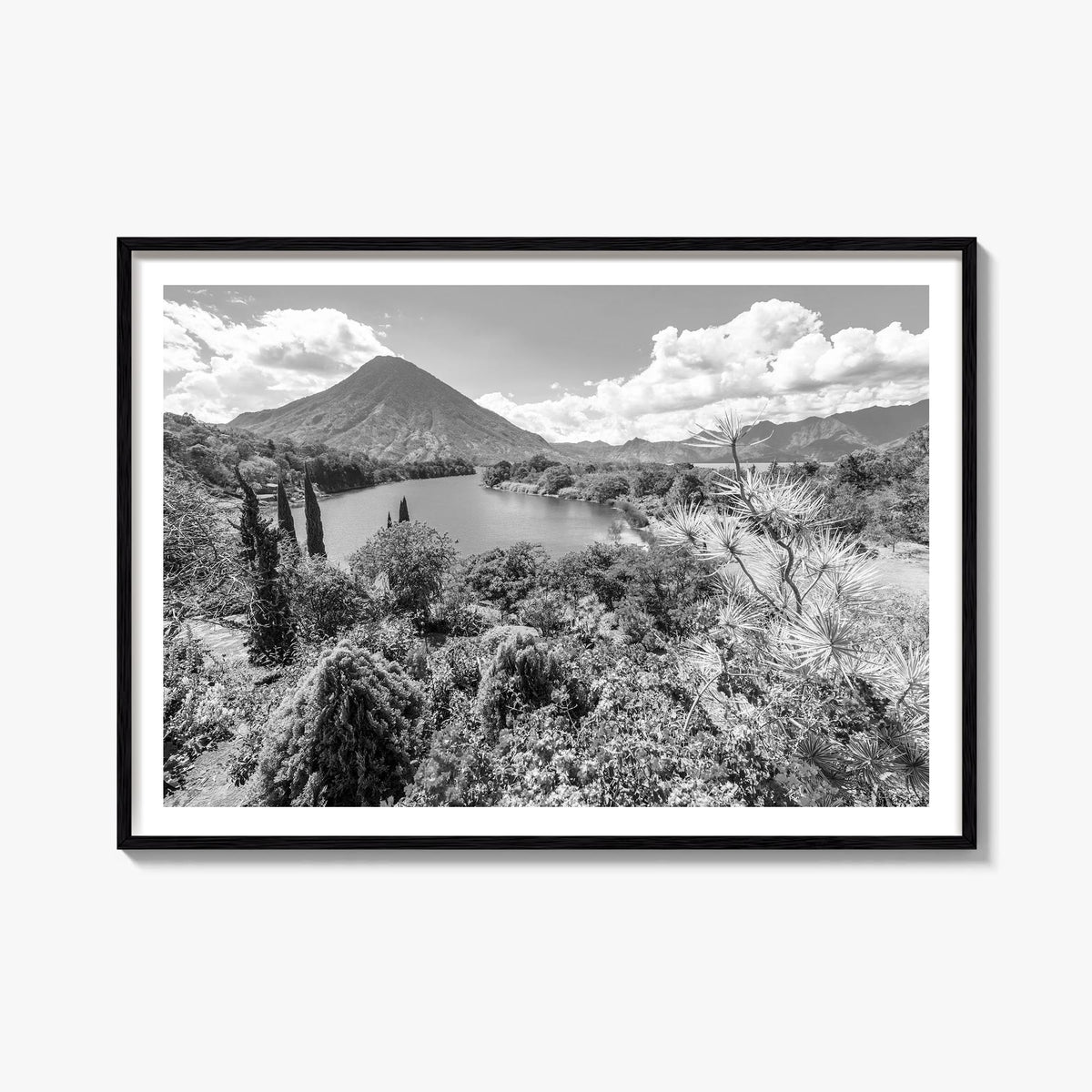 Guatemala black & white photo poster of Central America – horizontal wall art, unframed print shown in interior mockup