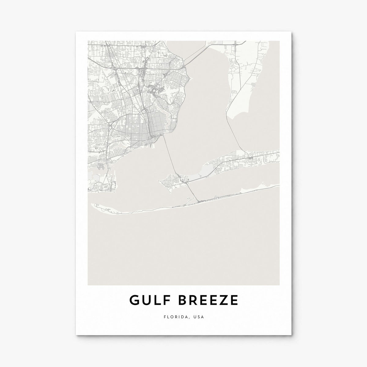 Gulf Breeze Map Poster, print only (unframed)