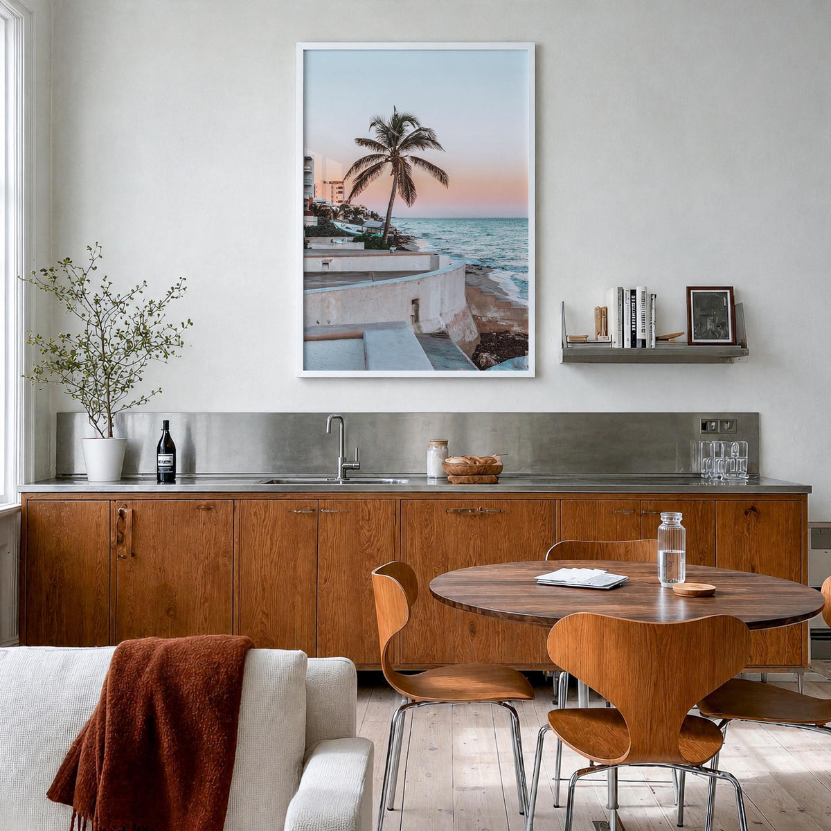 Gulf of Mexico colorful photo poster of North America – vertical wall art in white wood frame, hanging on wall