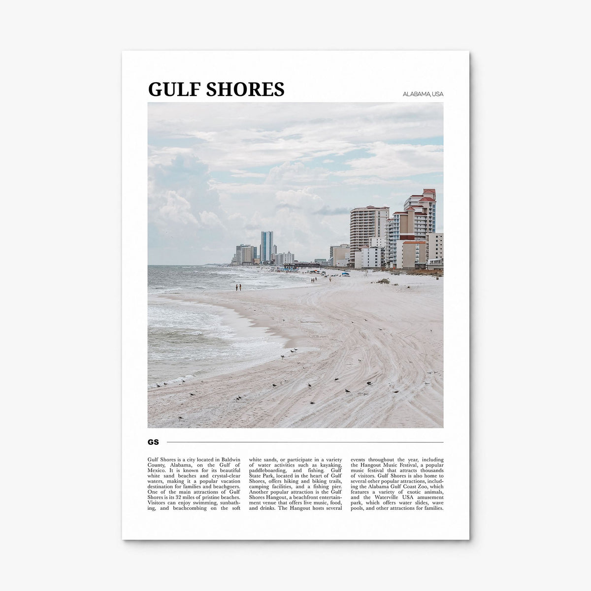 Gulf Shores Travel Poster, print only (unframed)