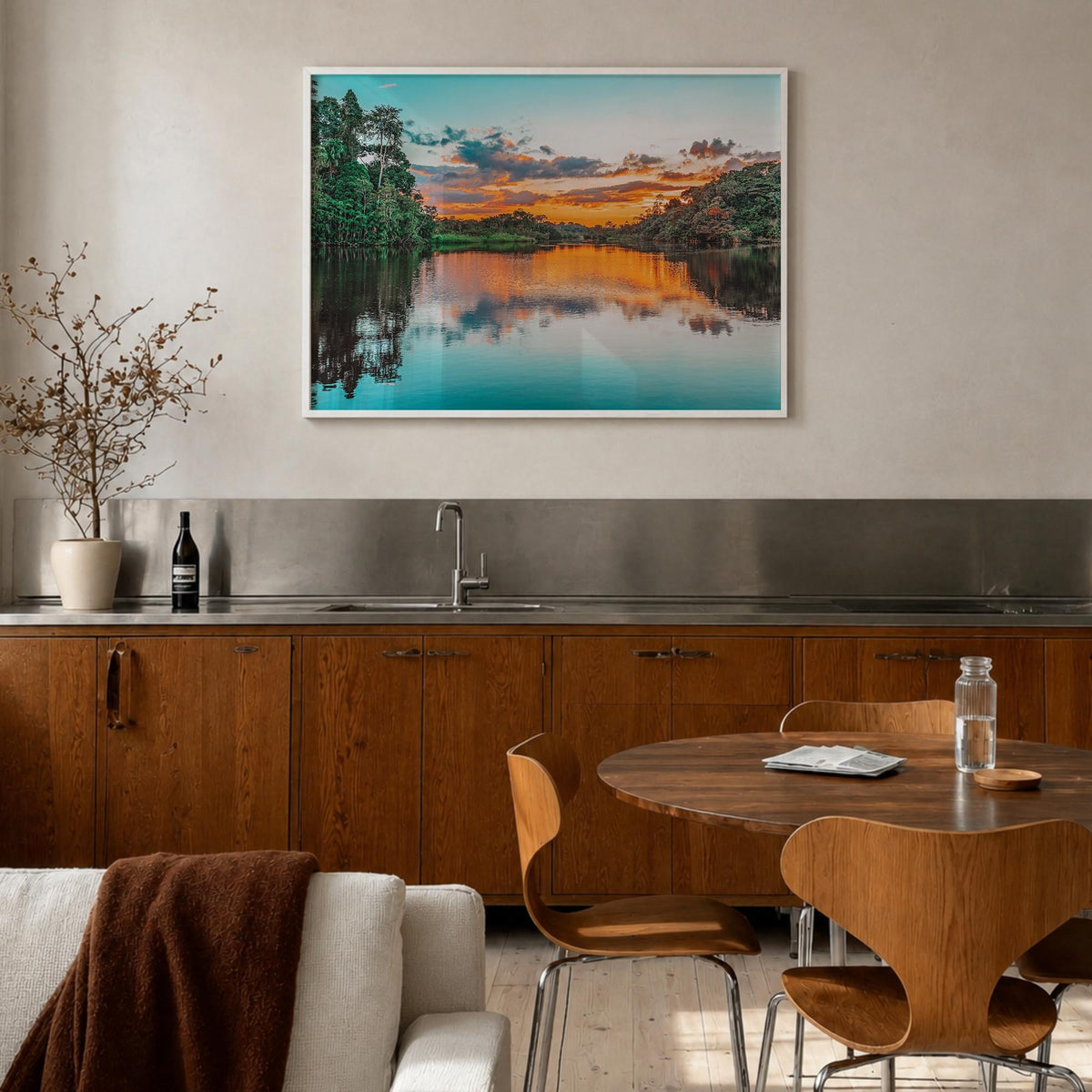 Guyana colorful photo poster of South America – horizontal wall art in white wood frame, hanging on wall