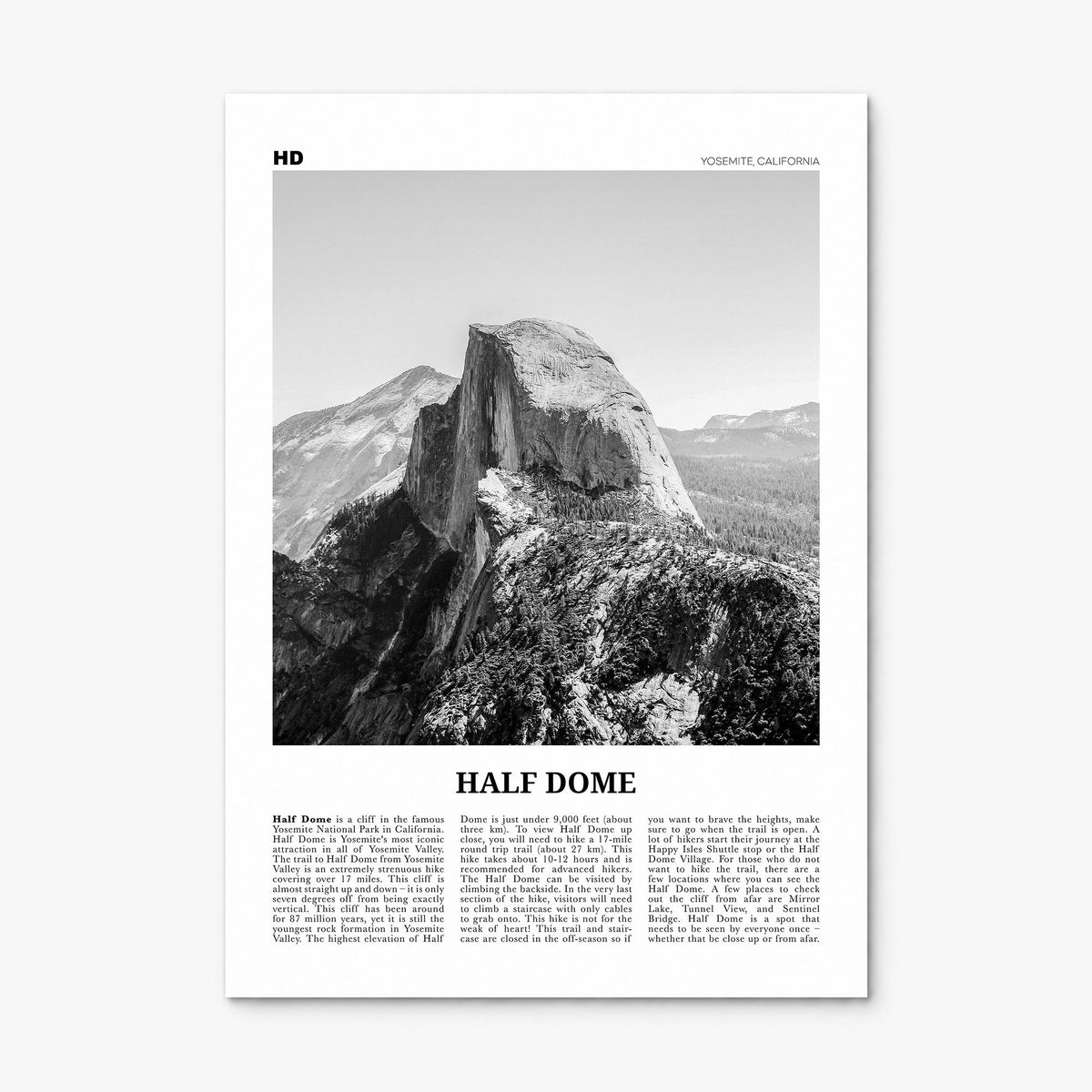 Half Dome Newspaper Poster, print only (unframed)