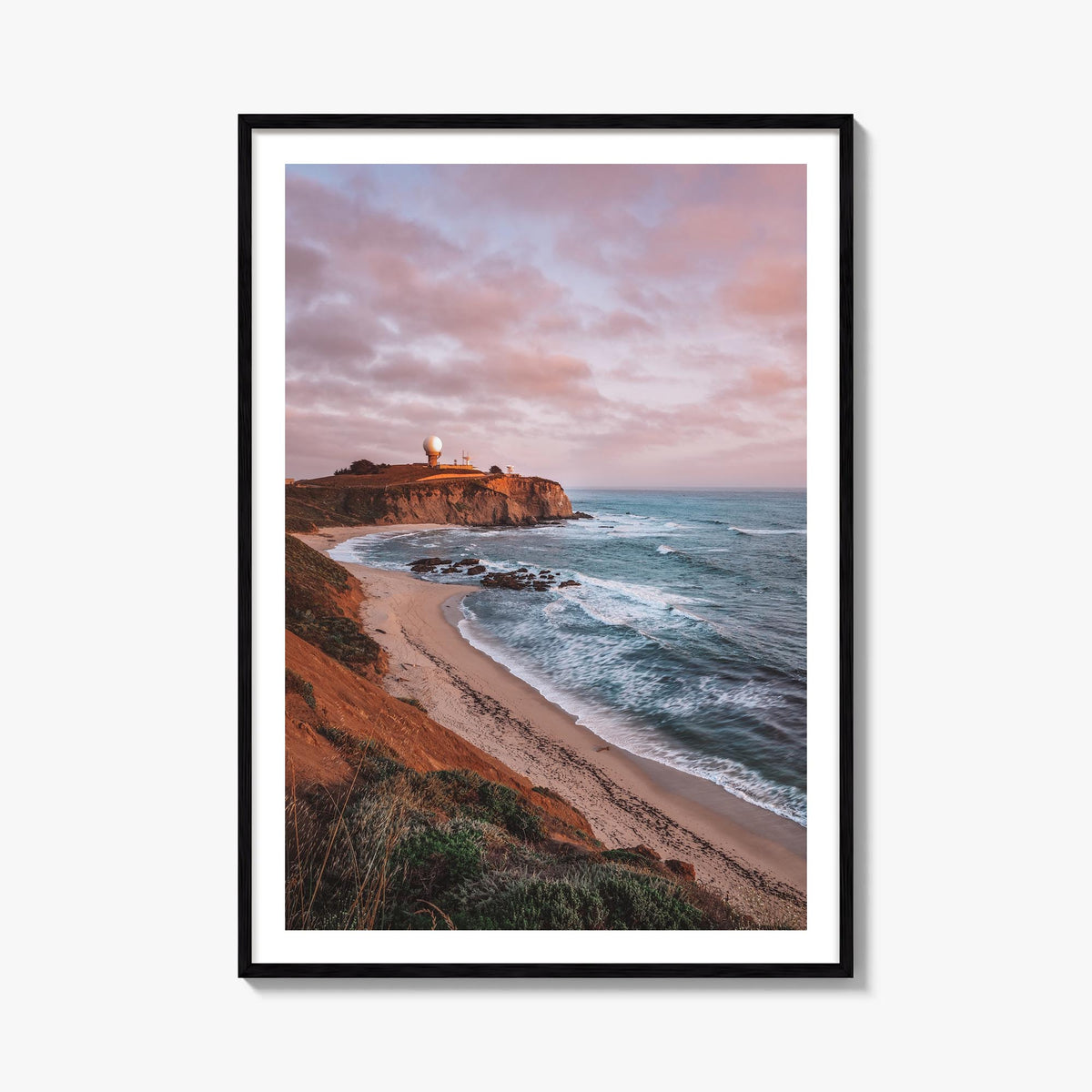 Half Moon Bay colorful photo poster of California, USA – vertical wall art, unframed print shown in interior mockup