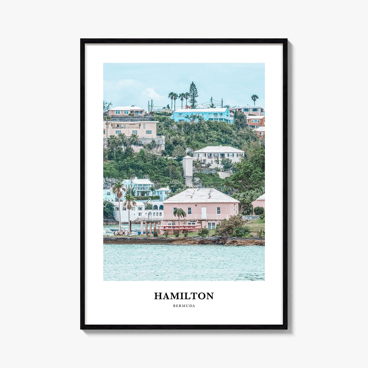Hamilton, Bermuda colorful classic poster of Bermuda – vertical wall art, unframed print shown in interior mockup