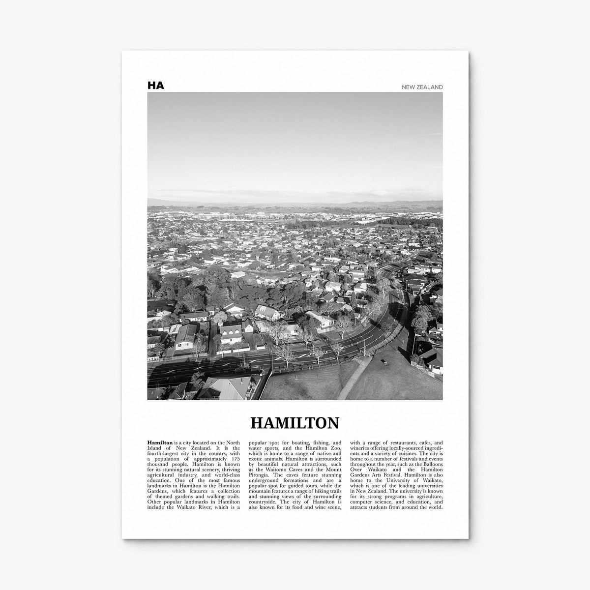 Hamilton, New Zealand Newspaper Poster, print only (unframed)