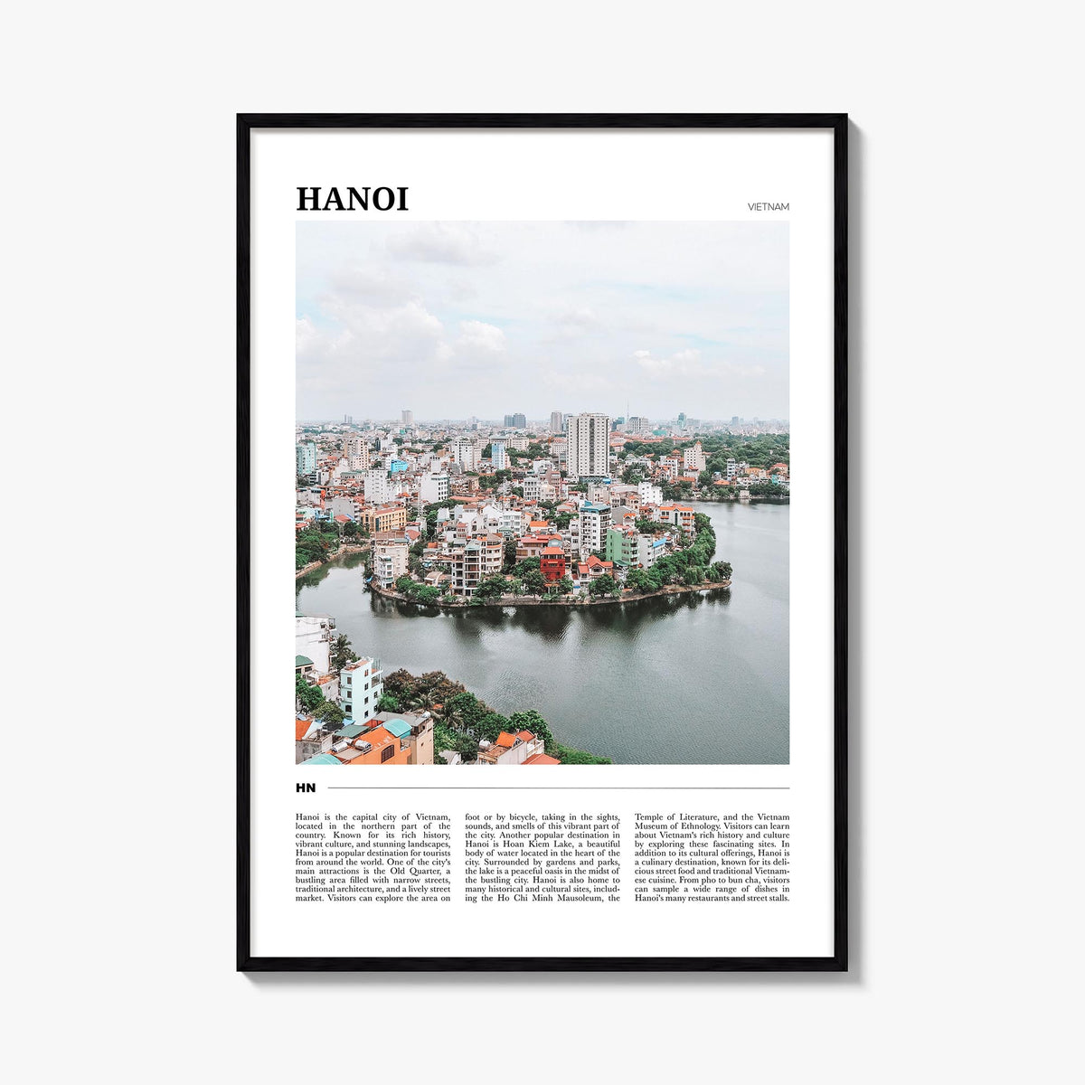 Hanoi colorful travel poster of Vietnam – vertical wall art, unframed print shown in interior mockup