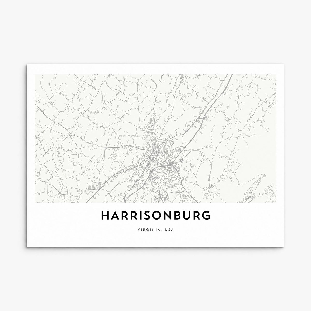 Harrisonburg Map Poster, print only (unframed)