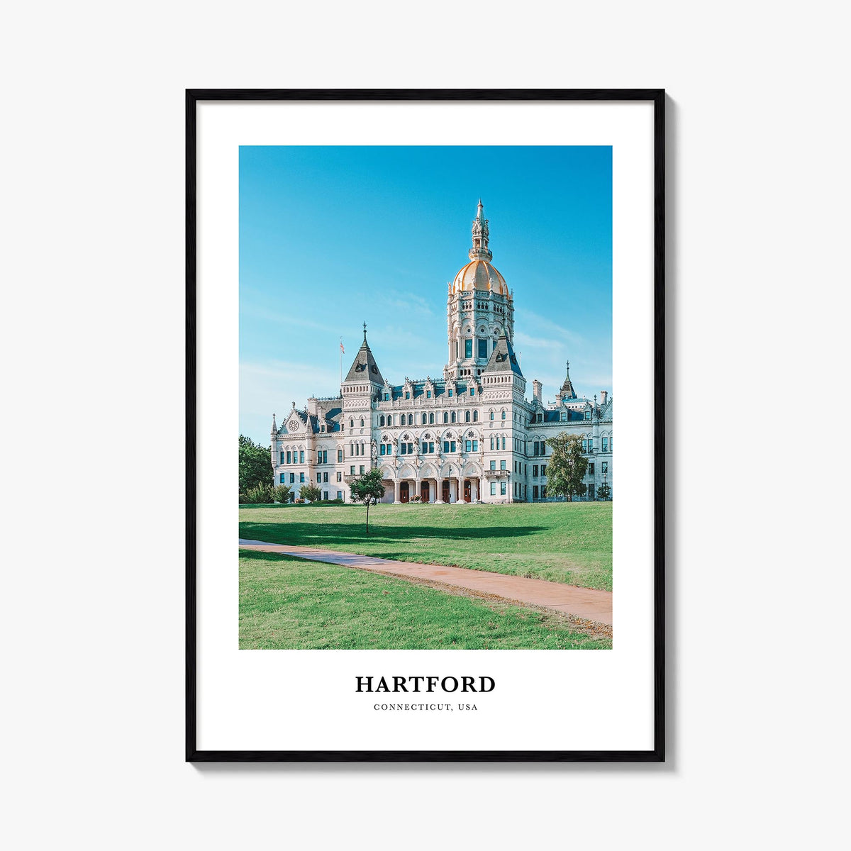 Hartford no. 2 colorful classic poster of Connecticut, USA – vertical wall art, unframed print shown in interior mockup