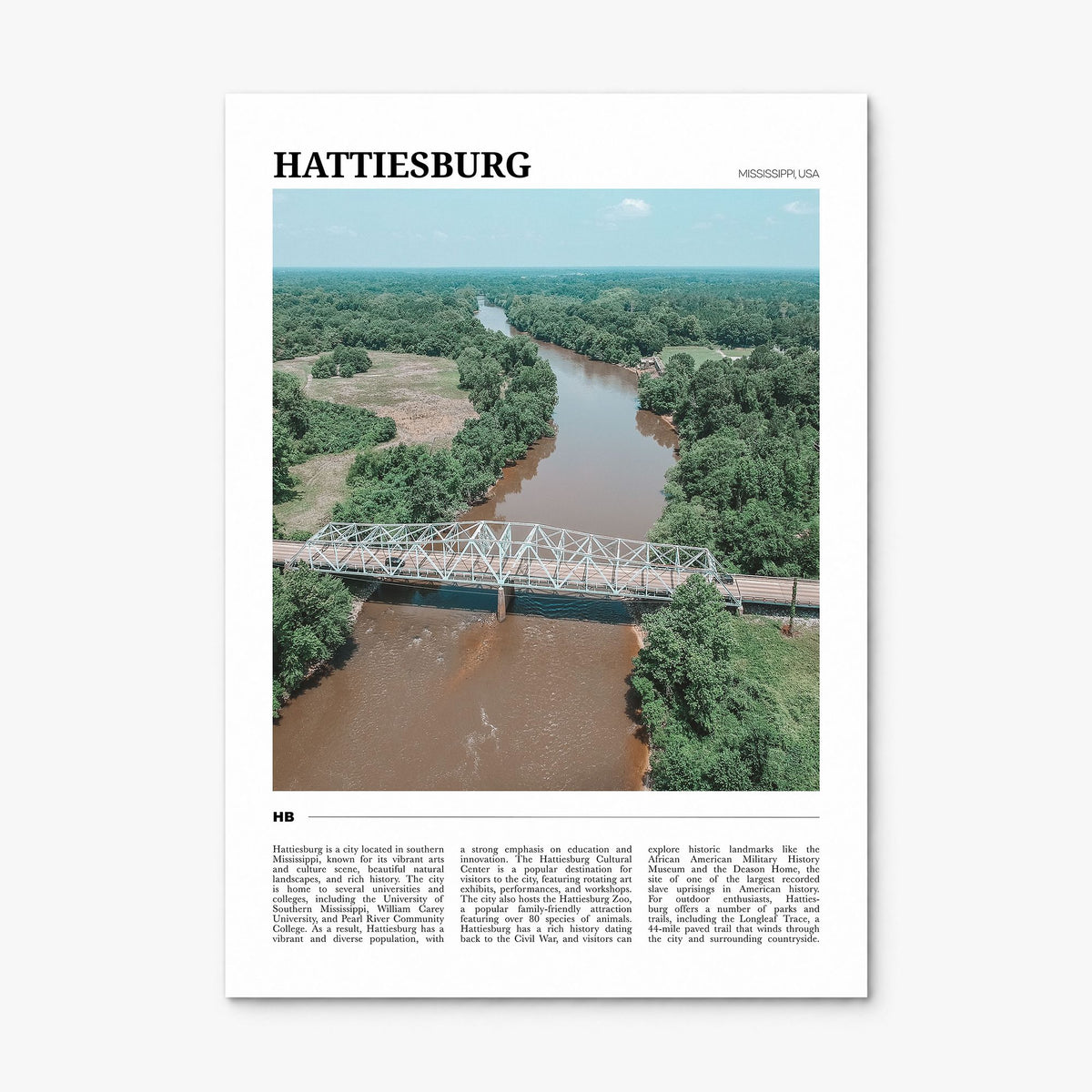 Hattiesburg Travel Poster, print only (unframed)