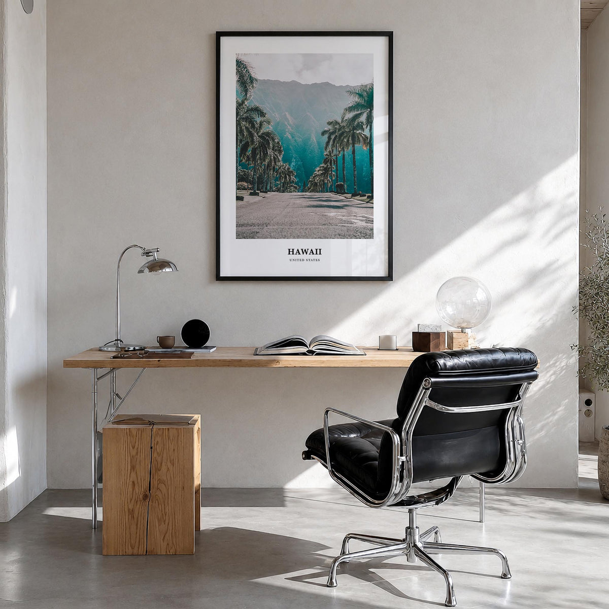 Hawaii no. 1 colorful classic poster of United States – vertical wall art in black wood frame, hanging on wall