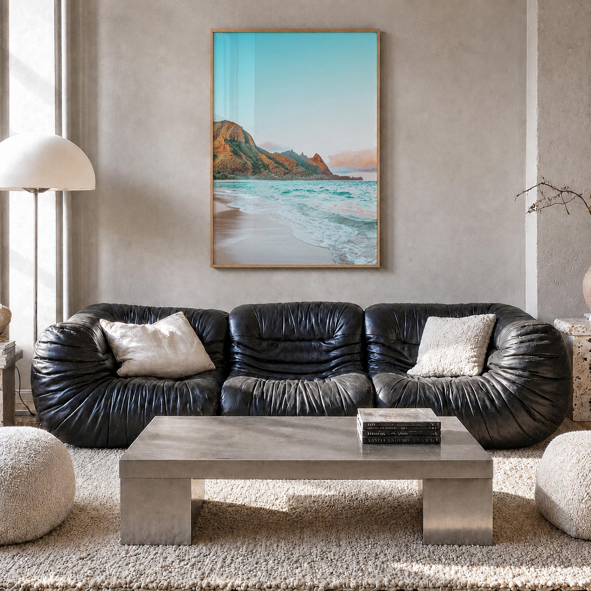 Hawaii no. 1 colorful photo poster of United States – vertical wall art in natural wood frame, hanging on wall