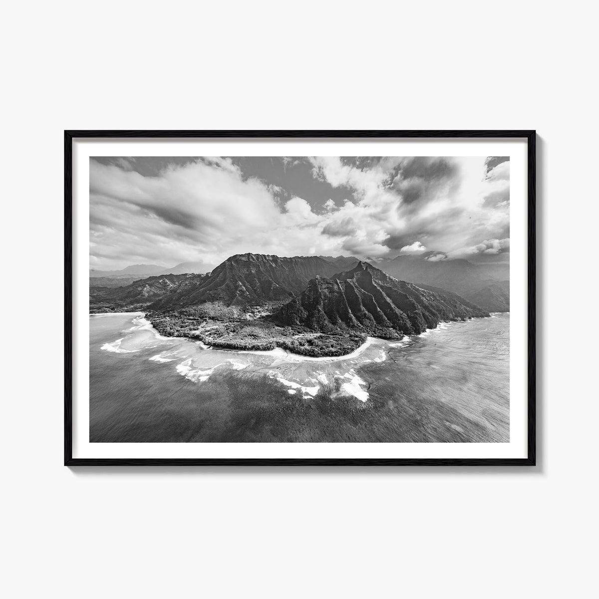 Hawaii no. 2 black & white photo poster of United States – horizontal wall art, unframed print shown in interior mockup
