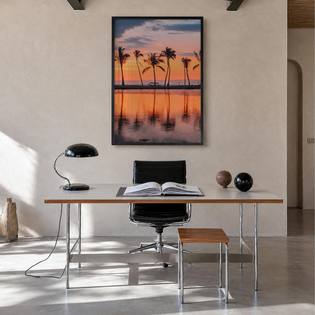 Hawaii no. 2 colorful photo poster of United States – vertical wall art in black wood frame, hanging on wall
