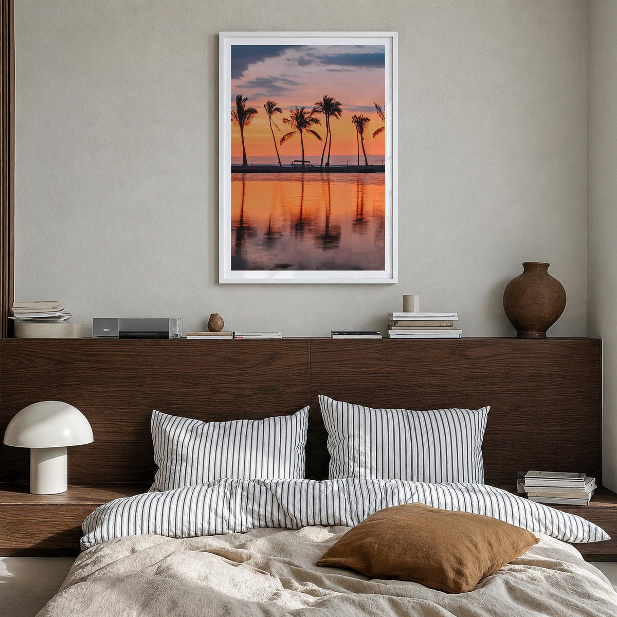 Hawaii no. 2 colorful photo poster of United States – vertical wall art in white wood frame with white border, hanging on wal