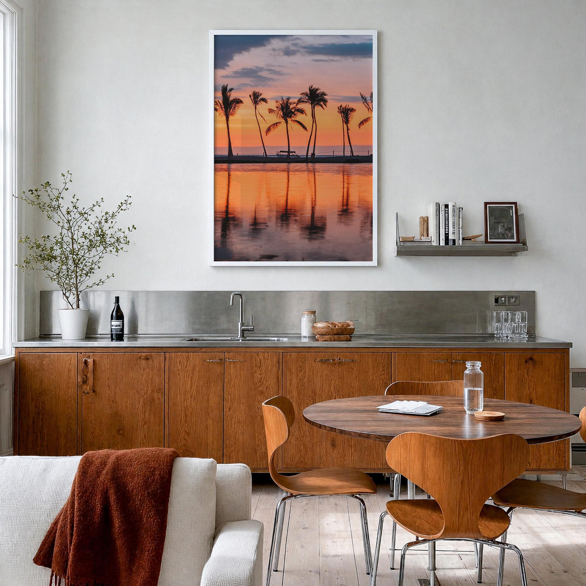 Hawaii no. 2 colorful photo poster of United States – vertical wall art in white wood frame, hanging on wall