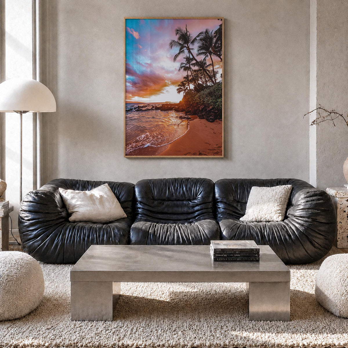 Hawaii no. 3 colorful photo poster of United States – vertical wall art in natural wood frame, hanging on wall