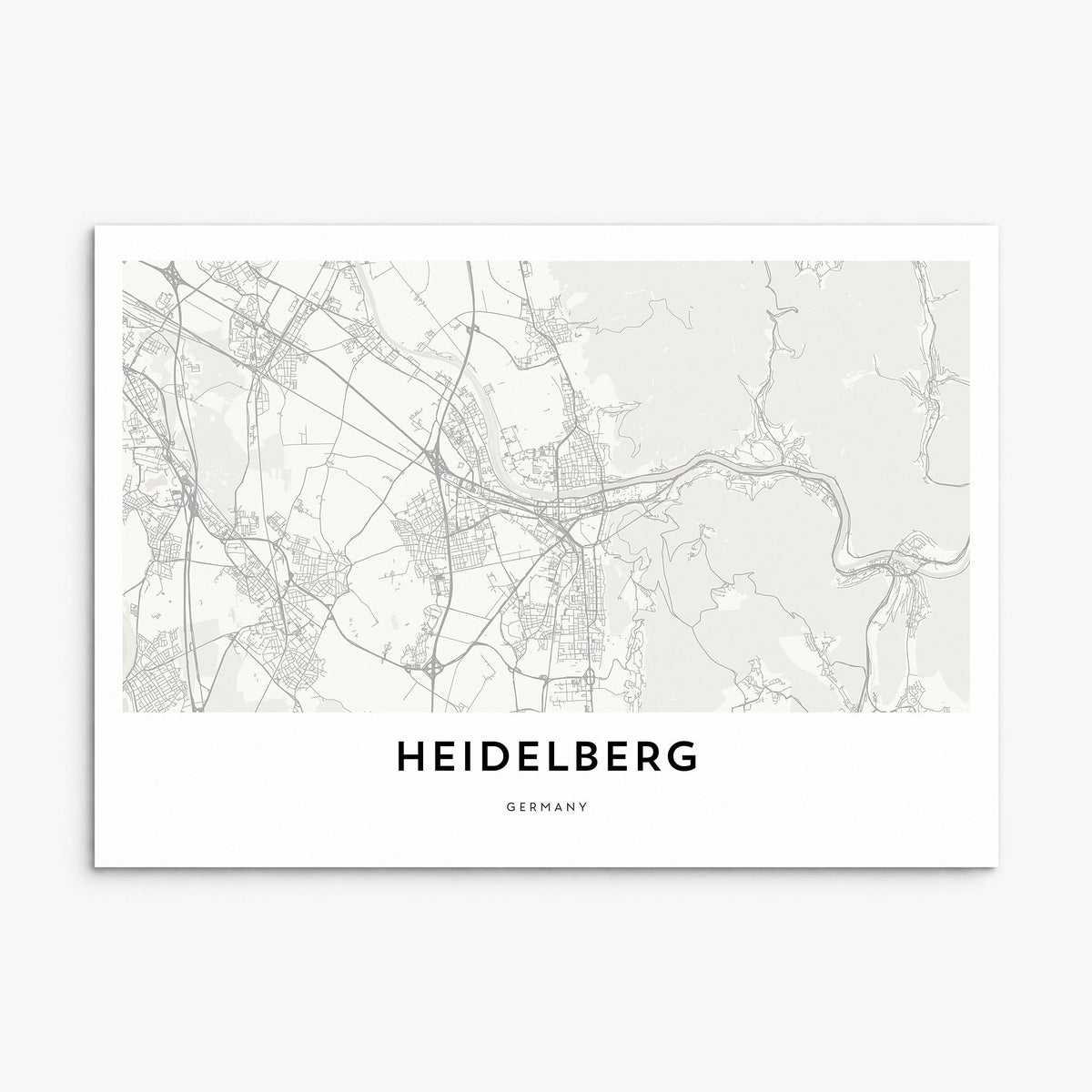 Heidelberg Map Poster, print only (unframed)