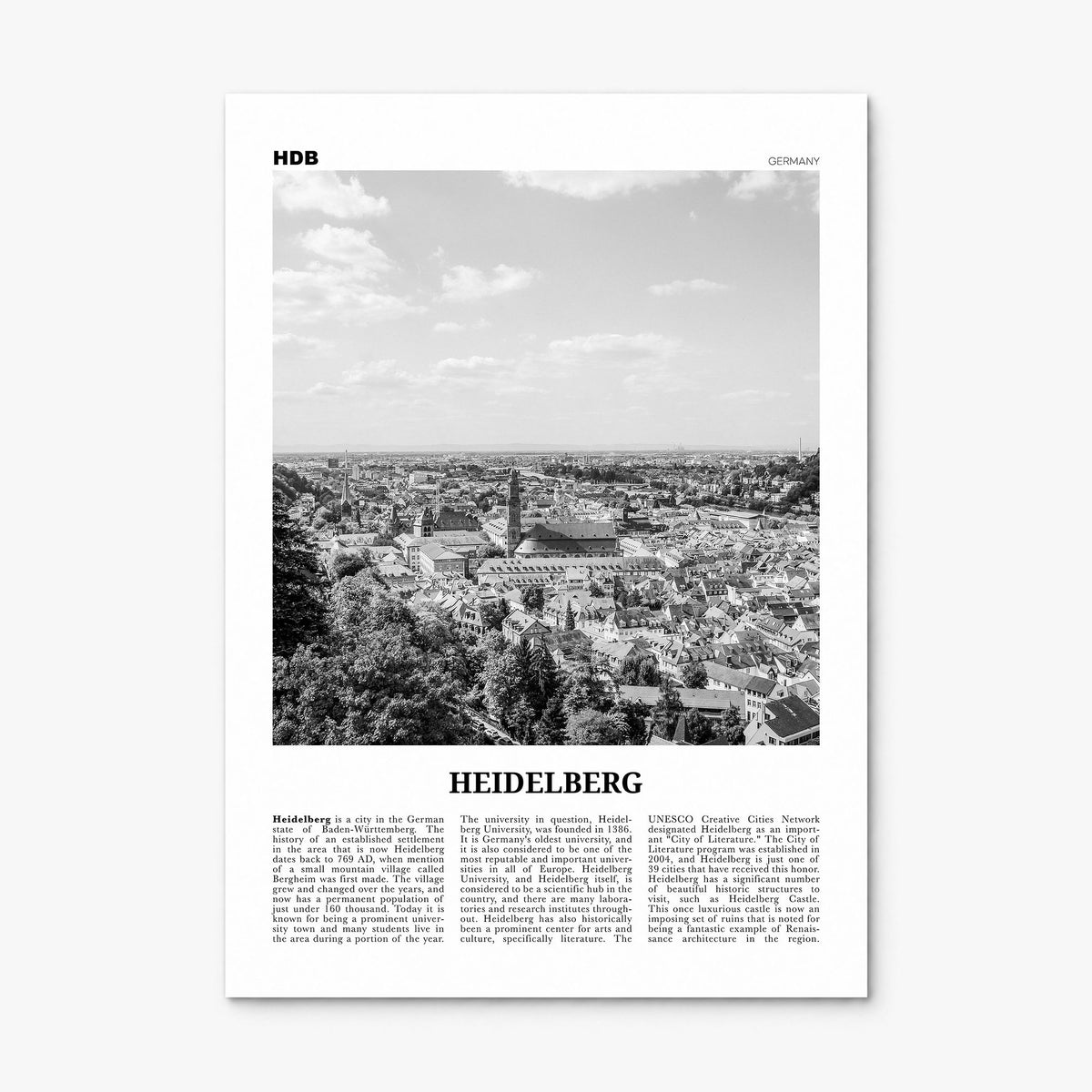 Heidelberg Newspaper Poster, print only (unframed)