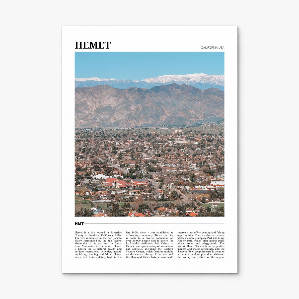 Hemet Travel Poster, print only (unframed)
