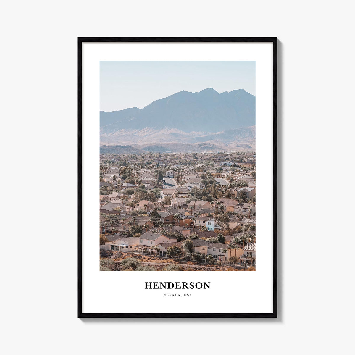 Henderson colorful classic poster of Nevada, USA – vertical wall art, unframed print shown in interior mockup
