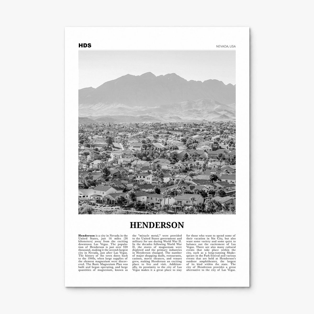 Henderson, Nevada Newspaper Poster, print only (unframed)