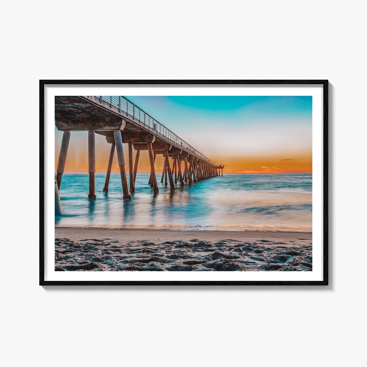 Hermosa Beach colorful photo poster of California, USA – horizontal wall art, unframed print shown in interior mockup