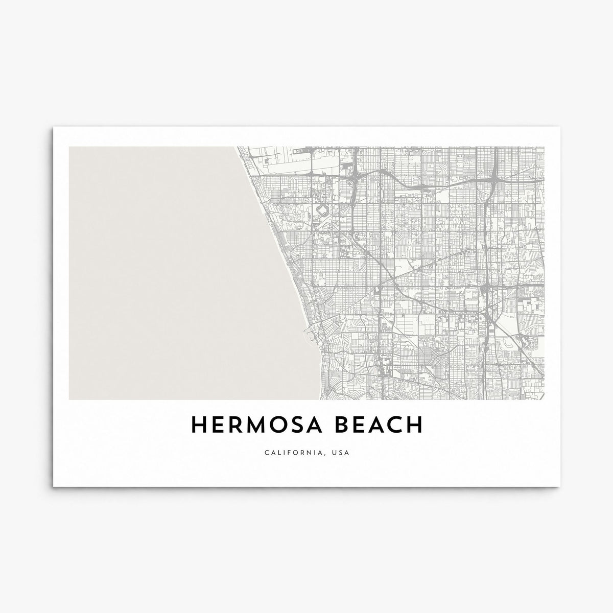 Hermosa Beach Map Poster, print only (unframed)