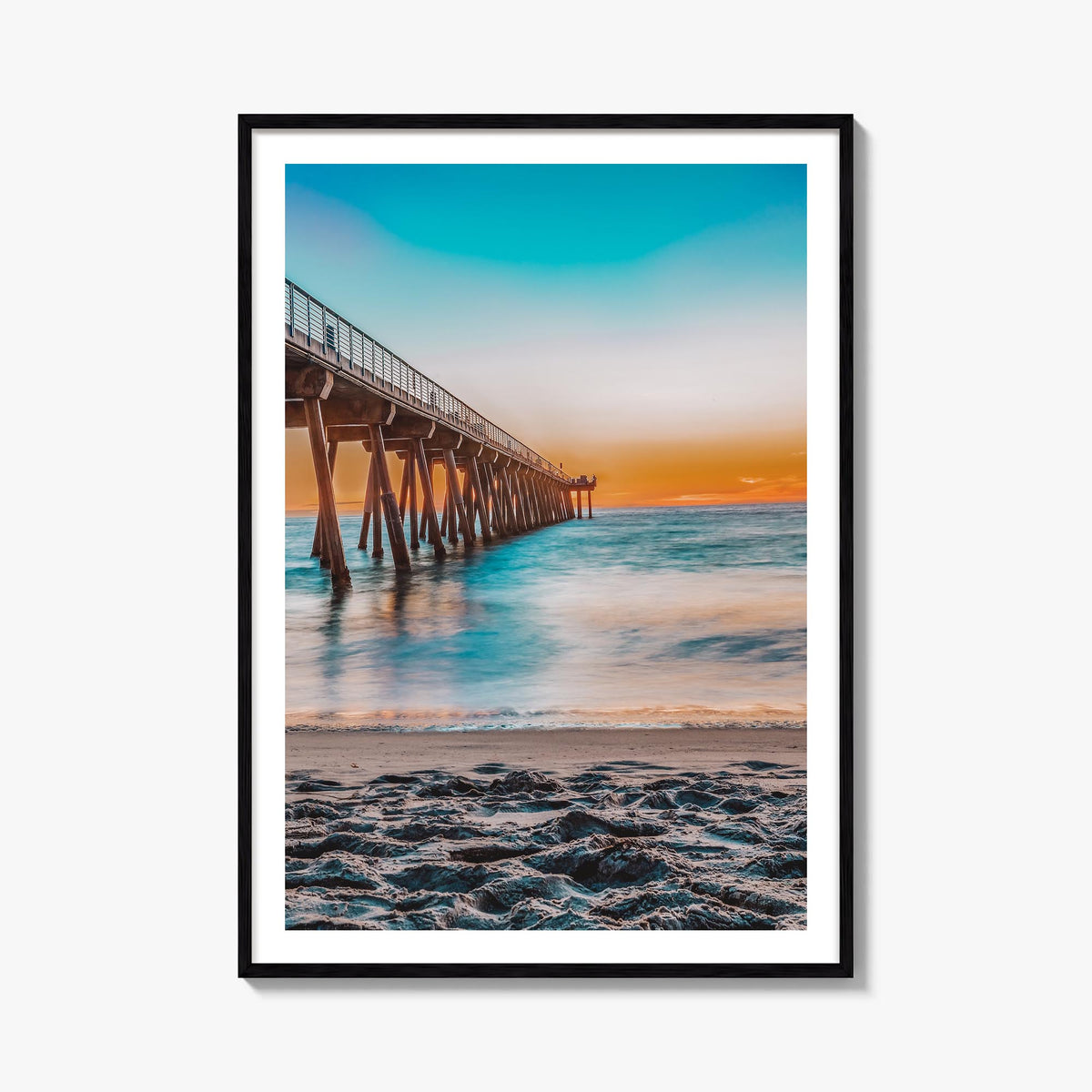 Hermosa Beach no. 1 colorful photo poster of California, USA – vertical wall art, unframed print shown in interior mockup