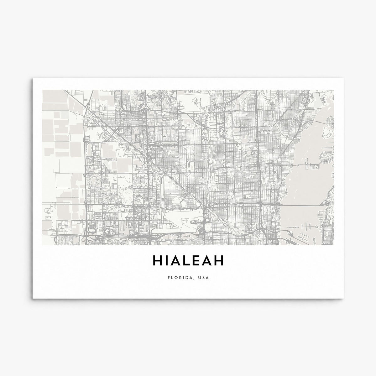 Hialeah Map Poster, print only (unframed)