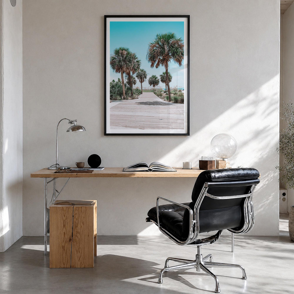 Hilton Head Island colorful photo poster of South Carolina, USA – vertical wall art in black wood frame with white border, ha