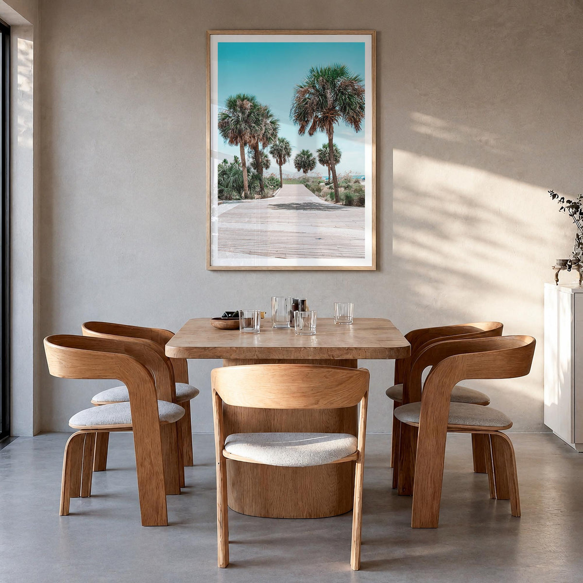 Hilton Head Island colorful photo poster of South Carolina, USA – vertical wall art in natural wood frame with white border,