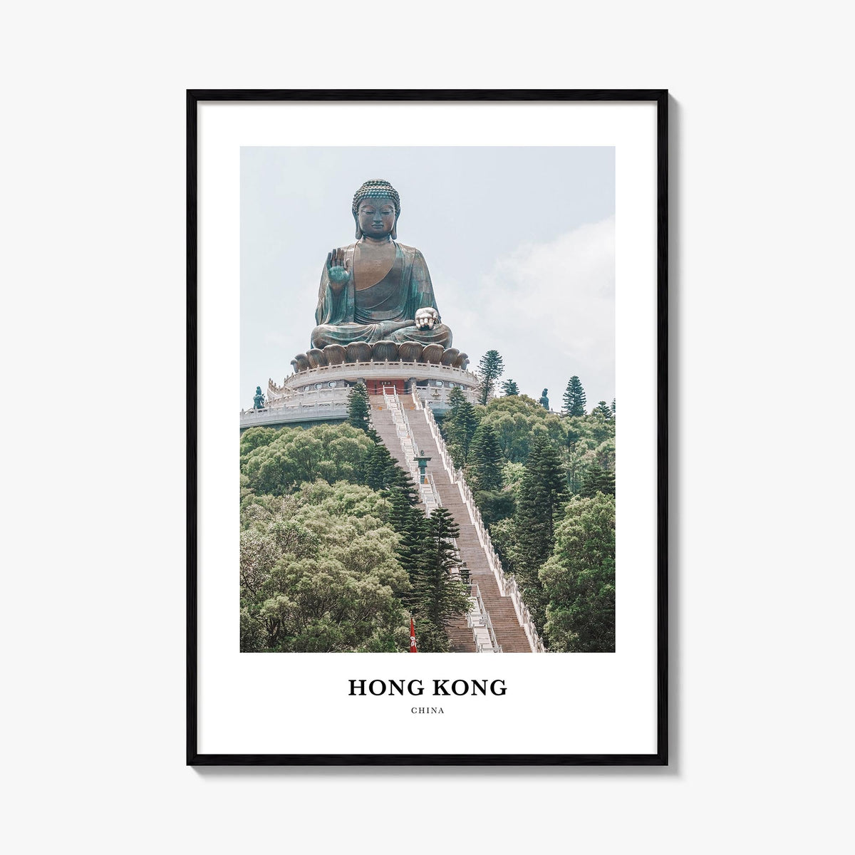 Hong Kong colorful classic poster of Asia – vertical wall art, unframed print shown in interior mockup