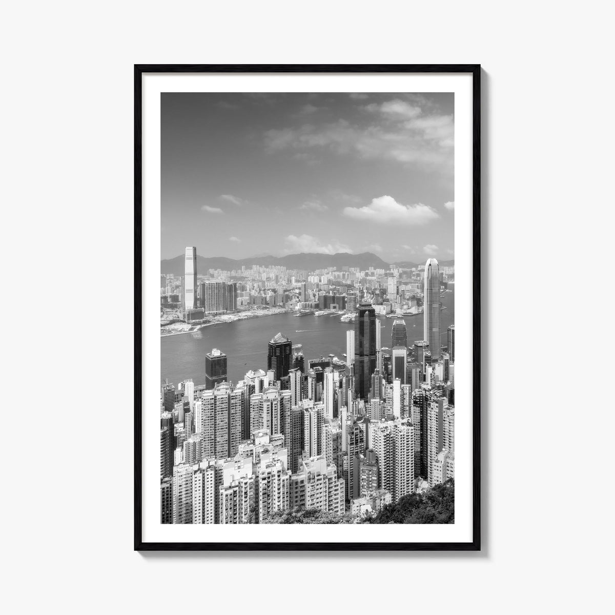 Hong Kong no. 1 black & white photo poster of Asia – vertical wall art, unframed print shown in interior mockup