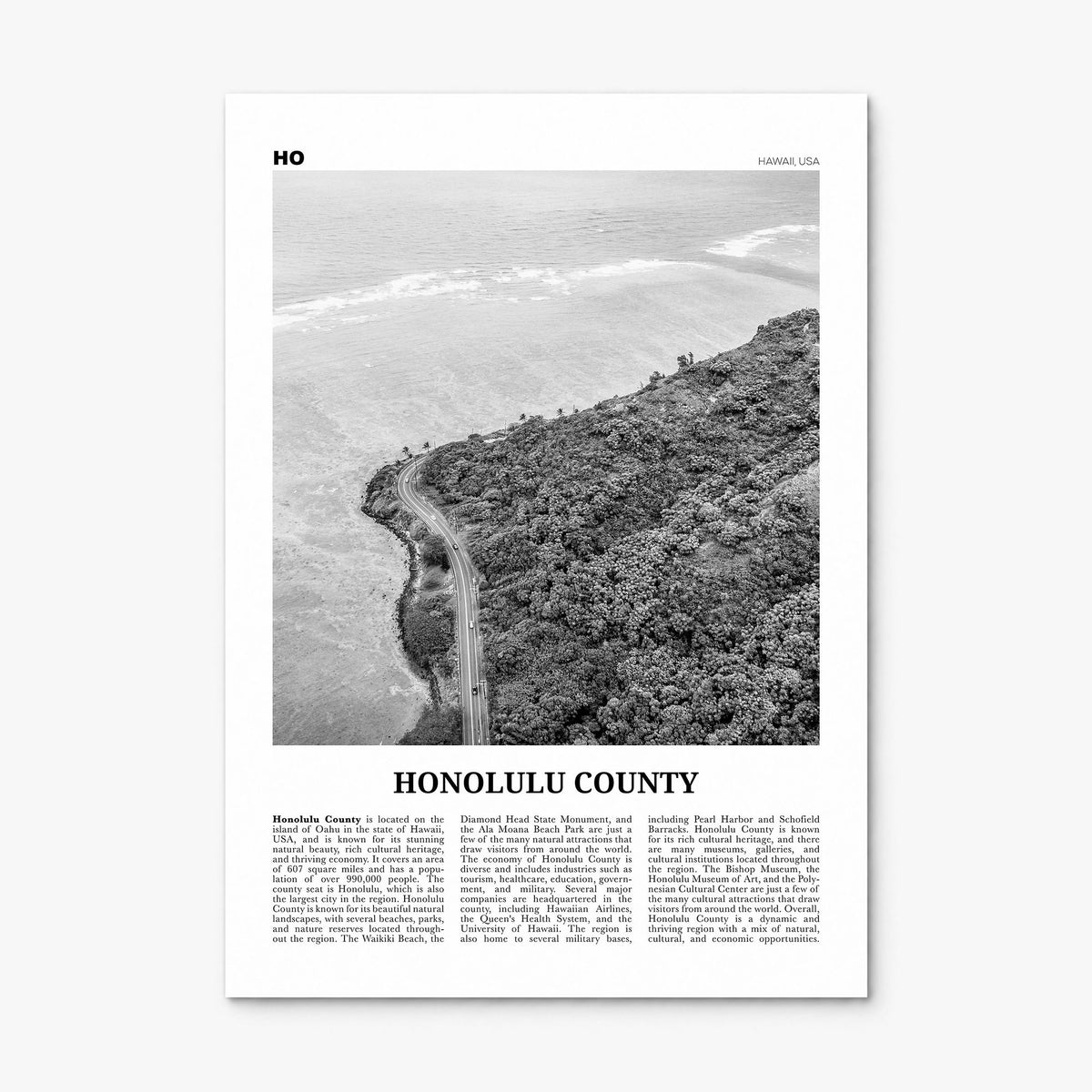 Honolulu County Newspaper Poster, print only (unframed)